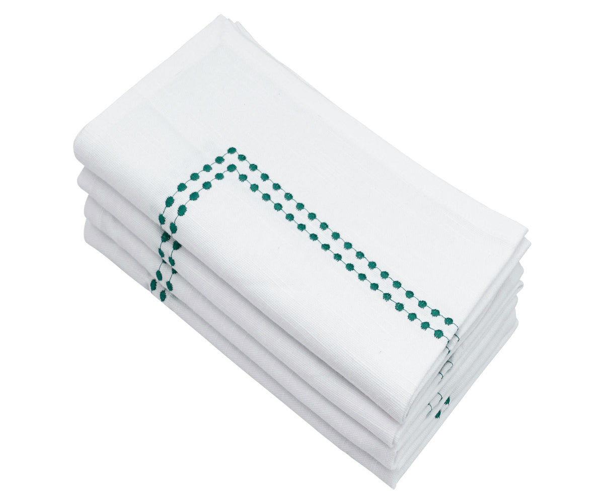 Green Cloth Napkins - Pearls Napkins