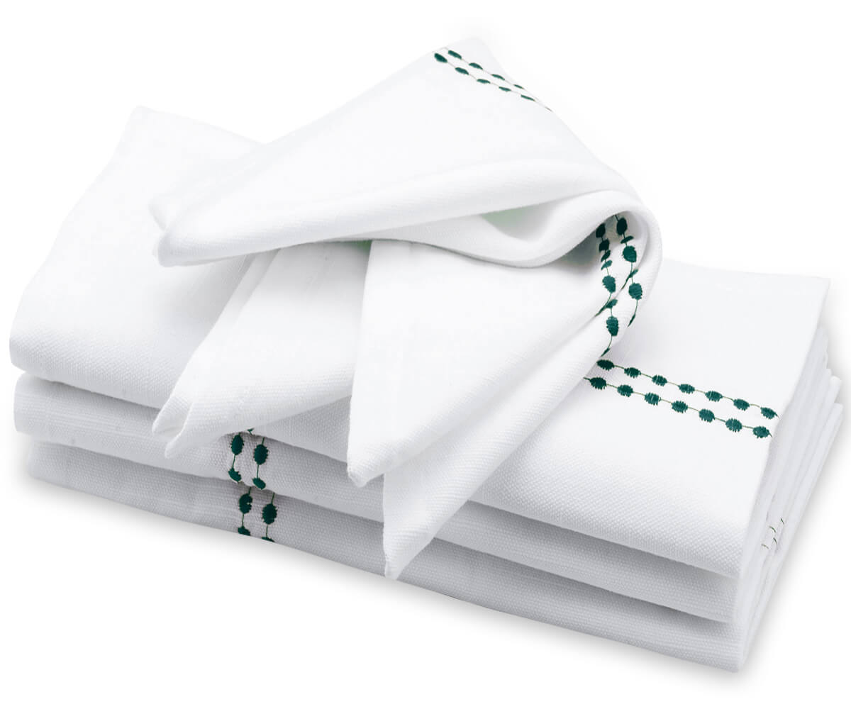 Green Cloth Napkins - Pearls Napkins