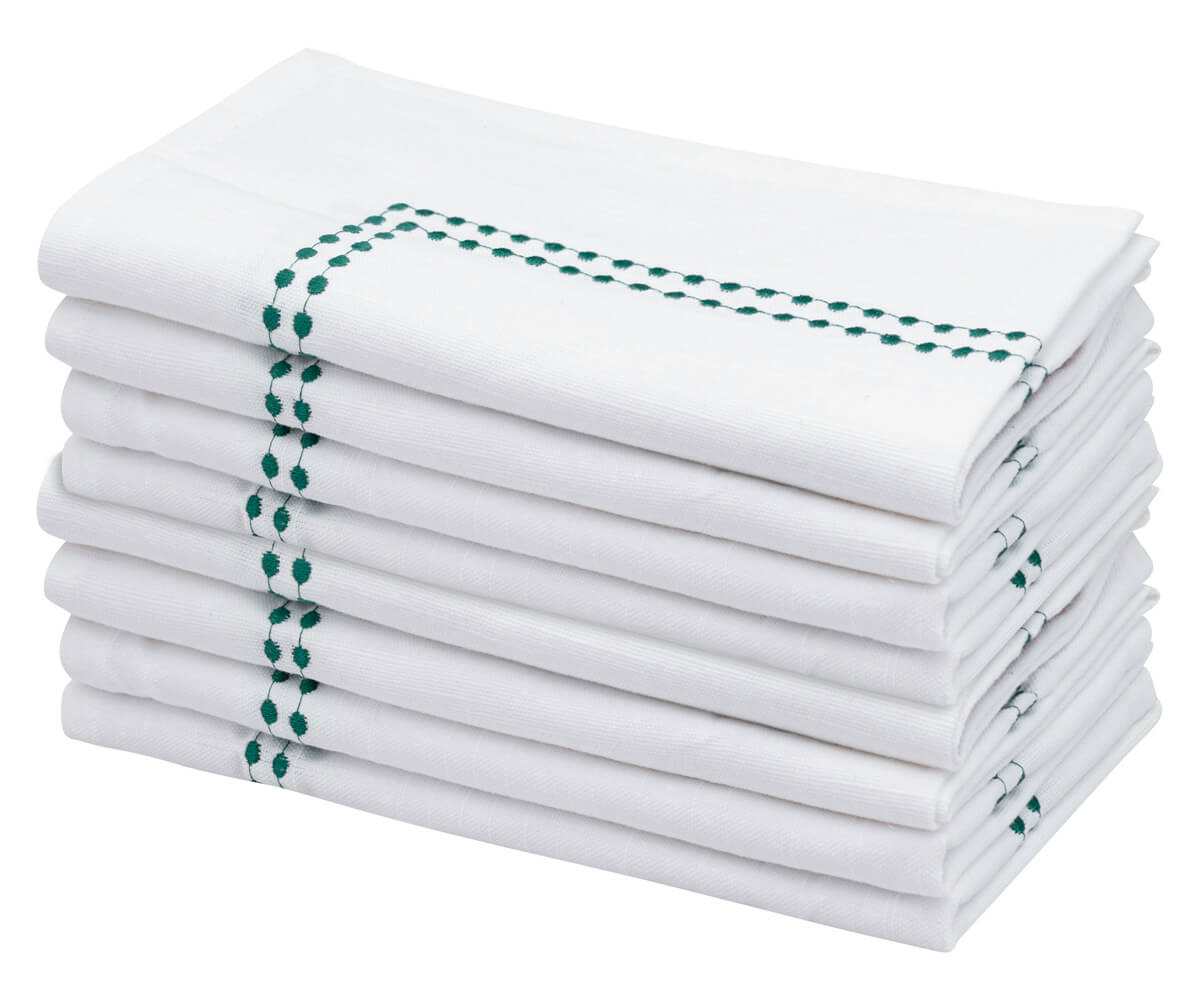 Green Cloth Napkins - Pearls Napkins