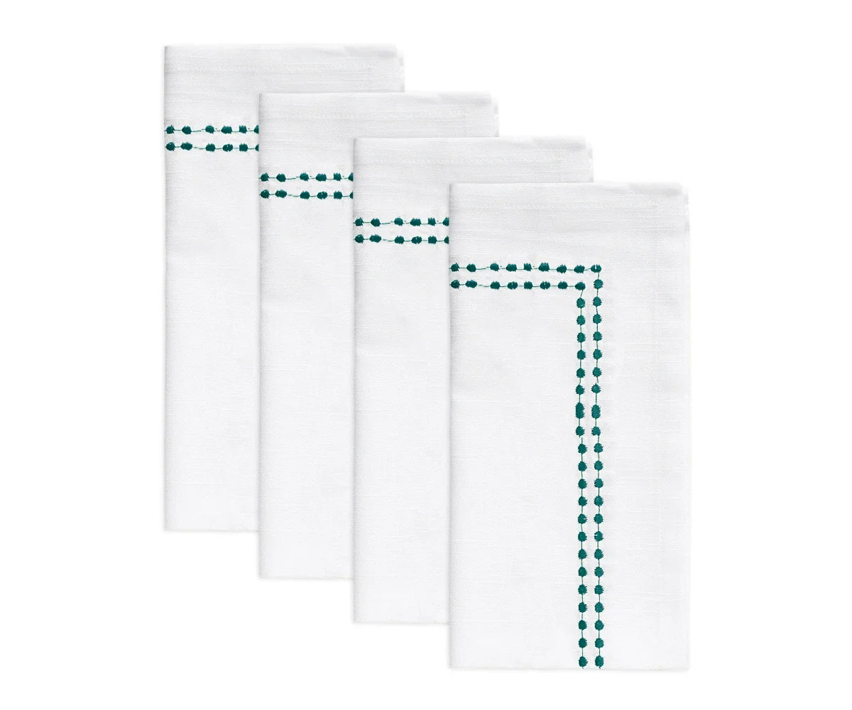 Green Cloth Napkins - Pearls Napkins