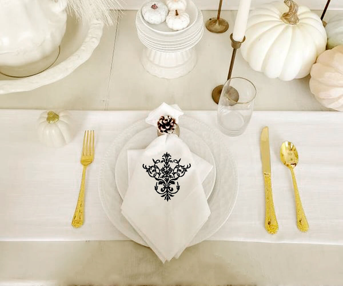 White Wedding Napkins - Victorian Napkins