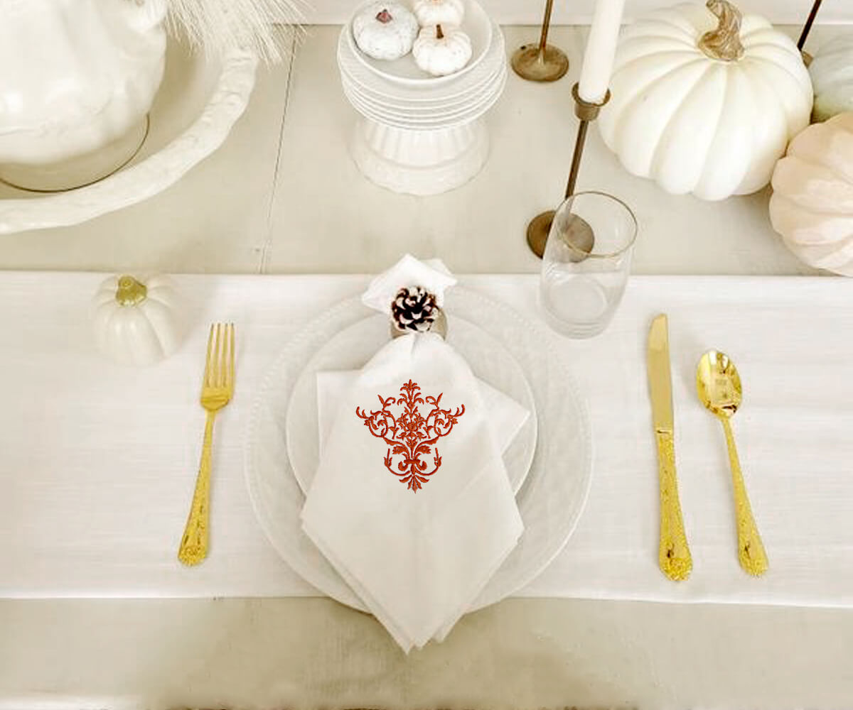 White Wedding Napkins - Victorian Napkins