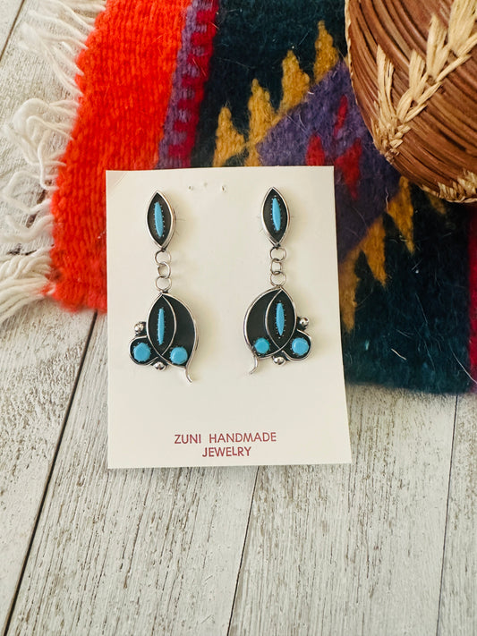 Handcrafted Sterling Silver & Turquoise Shadowbox Dangle Earrings
