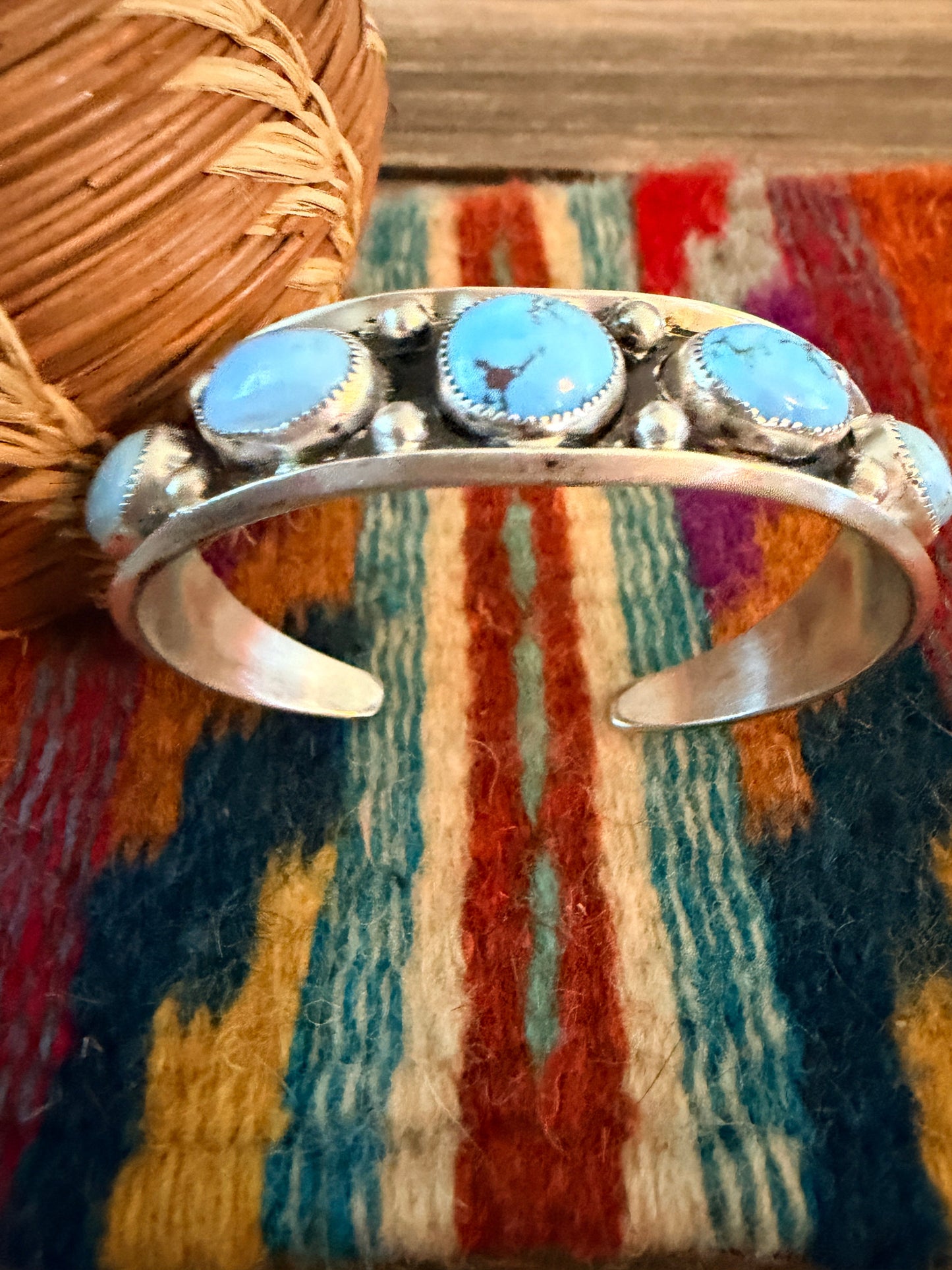 Handcrafted Golden Hills Turquoise & Sterling Silver Cuff Bracelet by Paul Largo