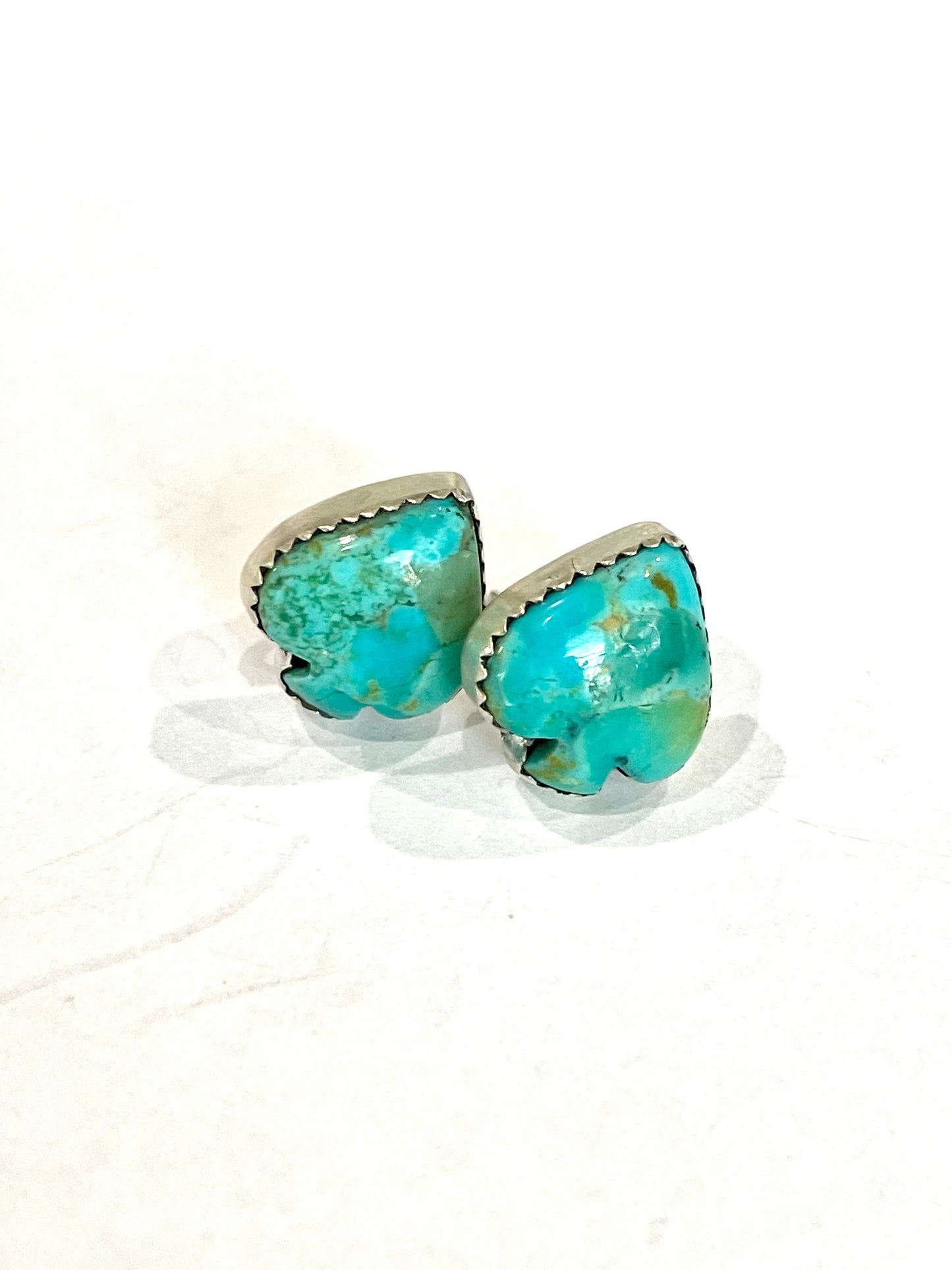 Handmade Emerald Valley Turquoise and Sterling Silver Post Spade Earrings