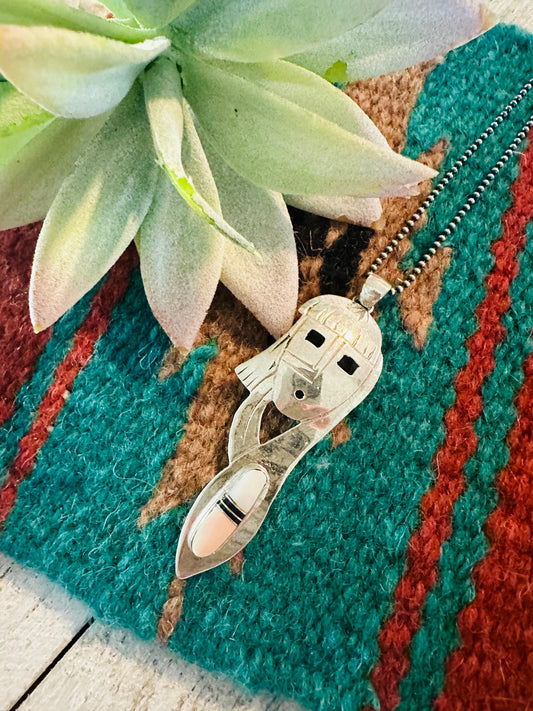Handcrafted Sterling Silver & Mother of Pearl Kachina Pendant