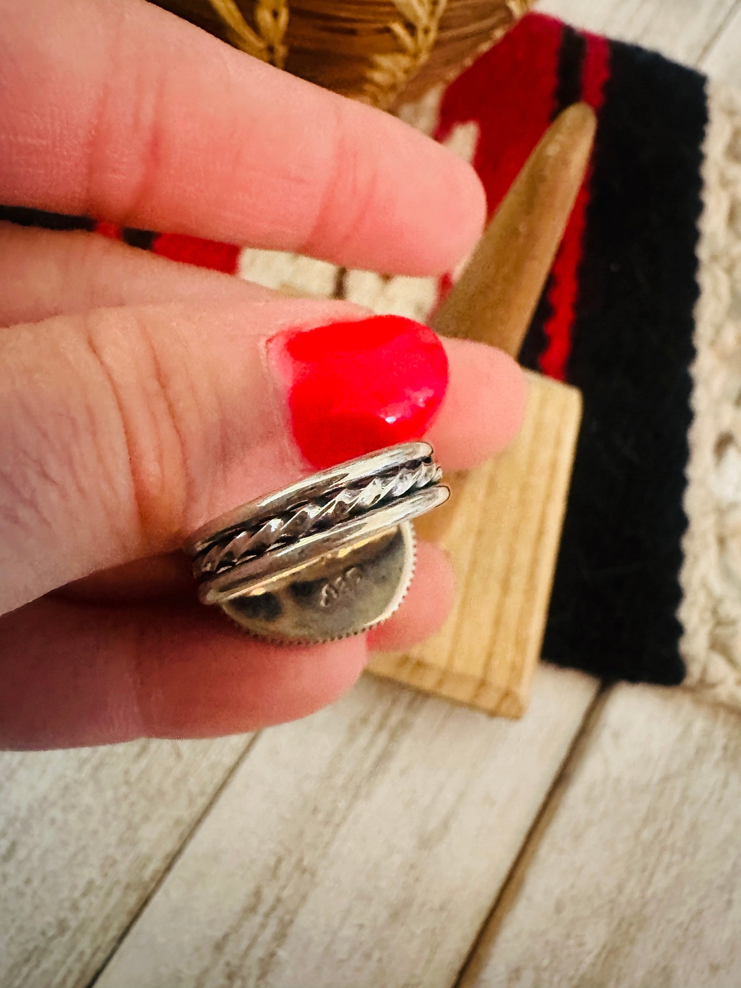 Handcrafted Sterling Silver & Turquoise Ring Size 5