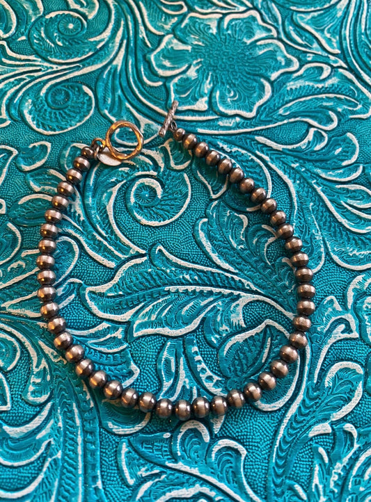 Handcrafted Sterling Silver Pearls 4mm Beaded Bracelet 7.5 inch