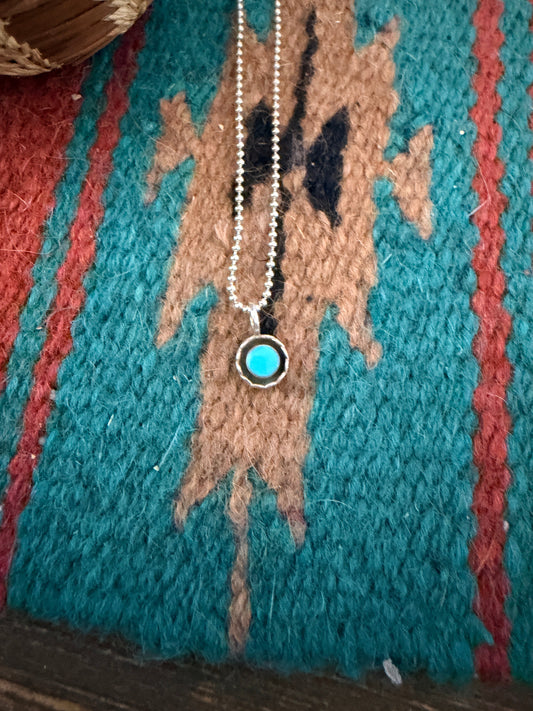 Handcrafted Sterling Silver and Turquoise Mini Pendant