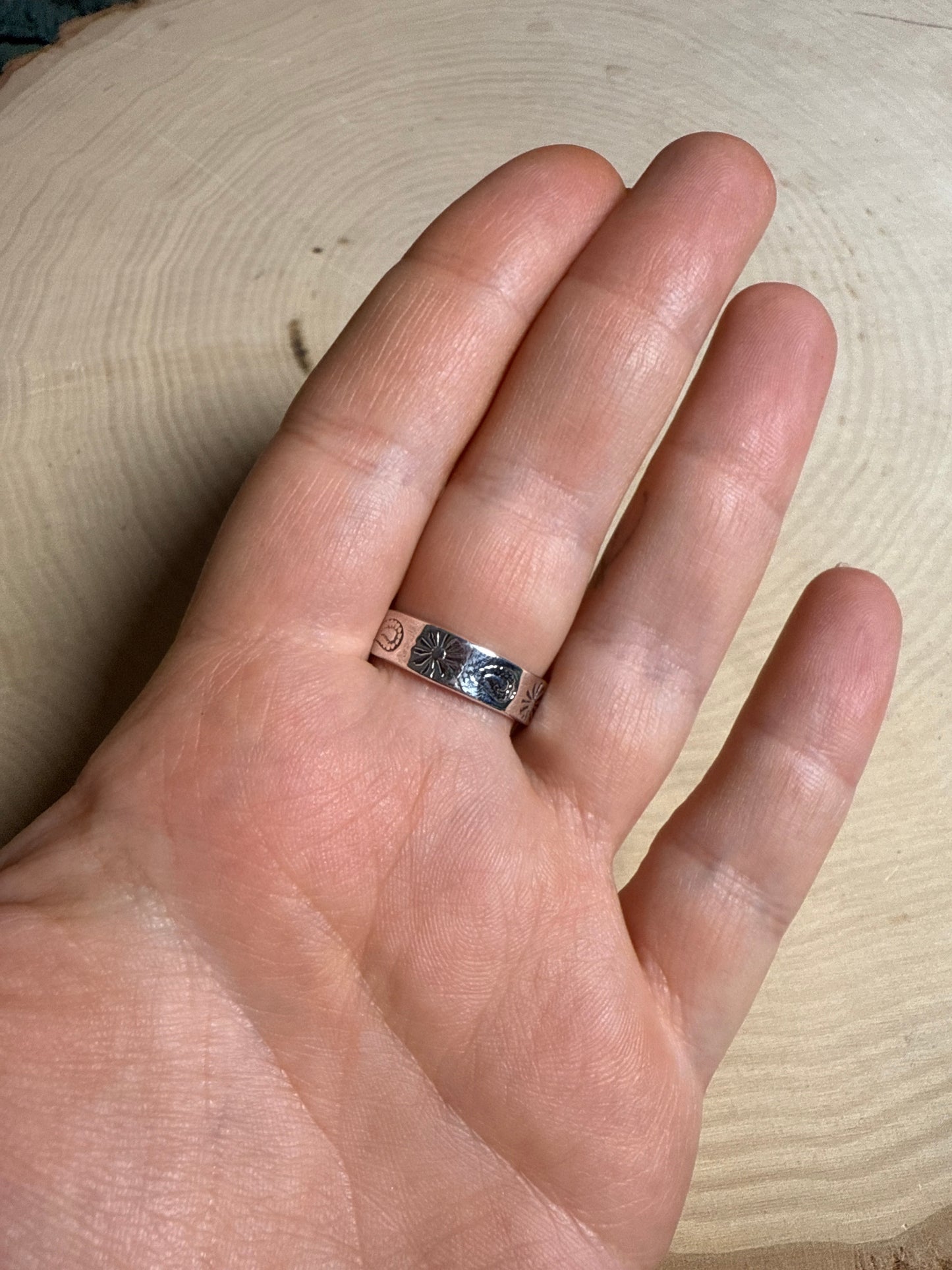 Handmade White Buffalo & Sterling Adjustable Cluster Ring