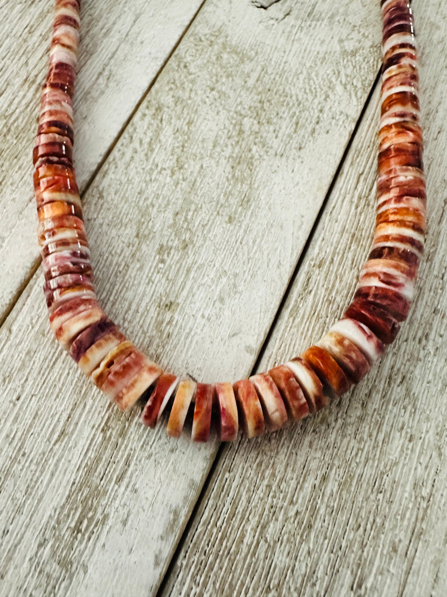 Handcrafted Orange Spiny Oyster 18” Beaded Necklace