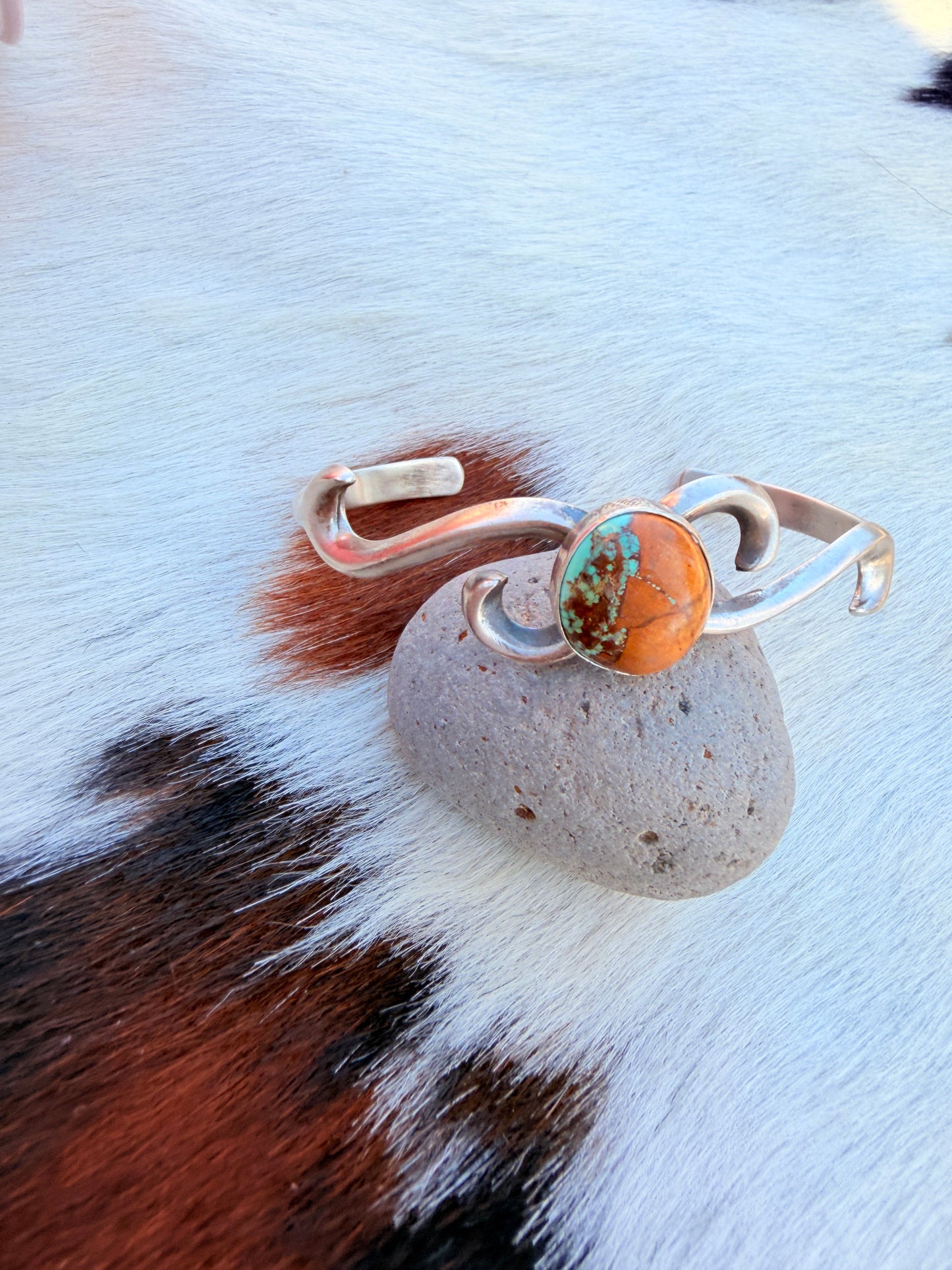 Handcrafted Royston Turquoise & Sterling Silver Cuff Bracelet