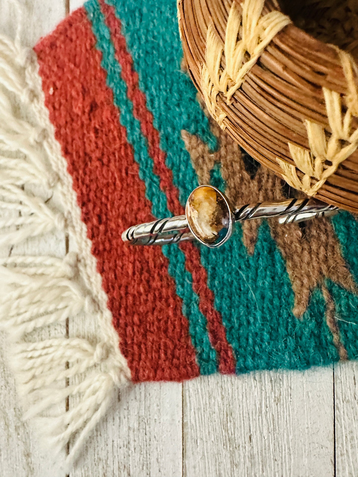 Handcrafted Sterling Silver & Spice Cuff Bracelet