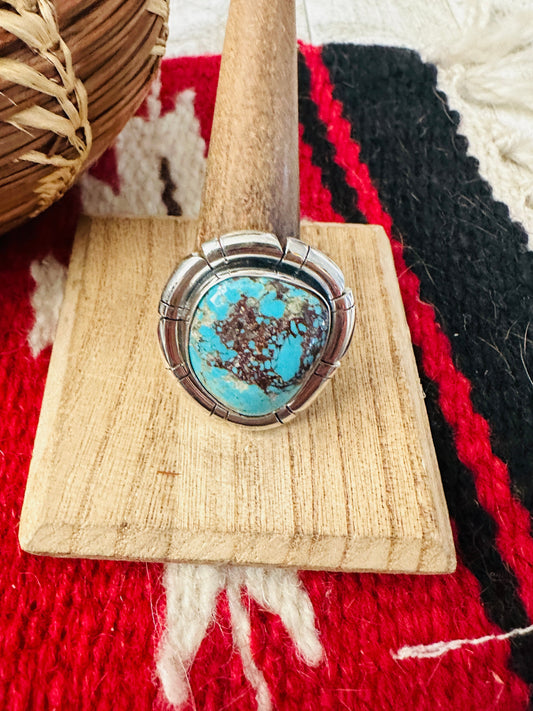 Handcrafted Sterling Silver & Turquoise Adjustable Ring