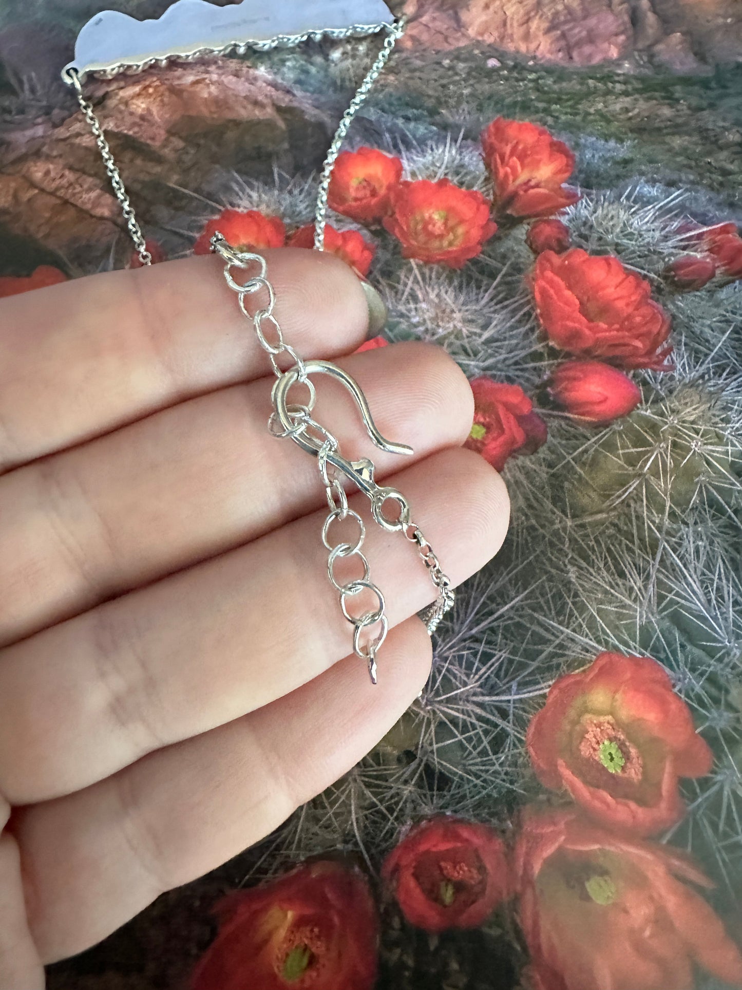 Beautiful Handmade Sterling Silver & Pink Fire Opal Heart Necklace