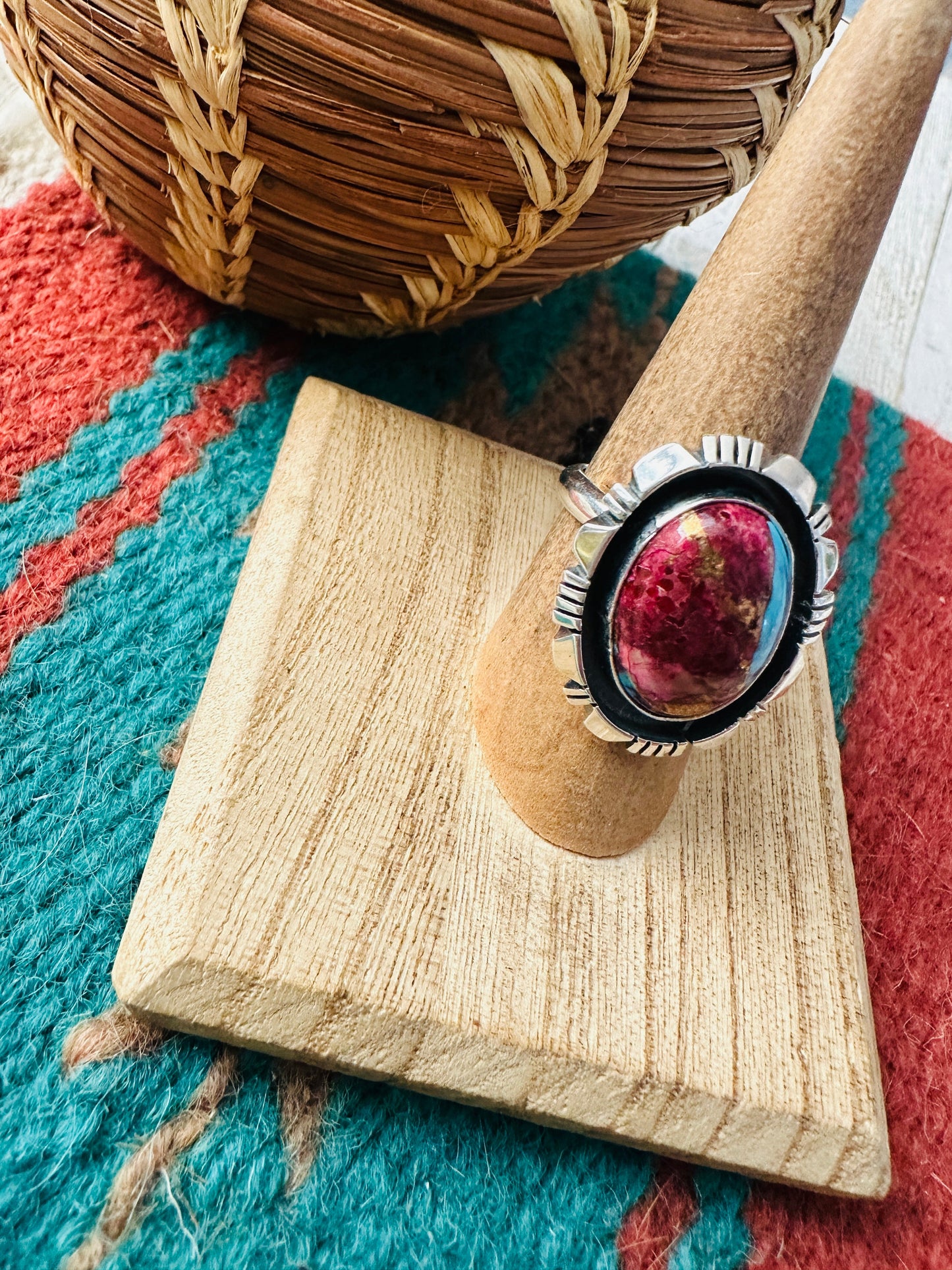 Handcrafted Sterling Silver & Pink Dream Mojave Adjustable Ring