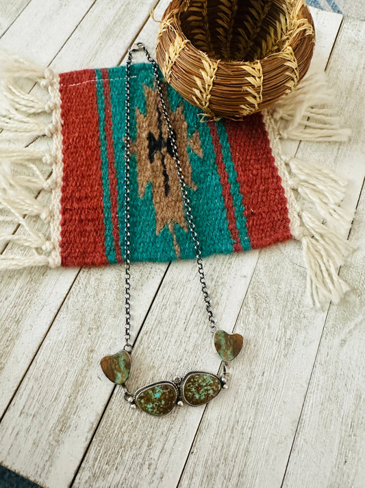 Handcrafted Sterling Silver & Royston Turquoise Heart Necklace by Jacqueline Silver