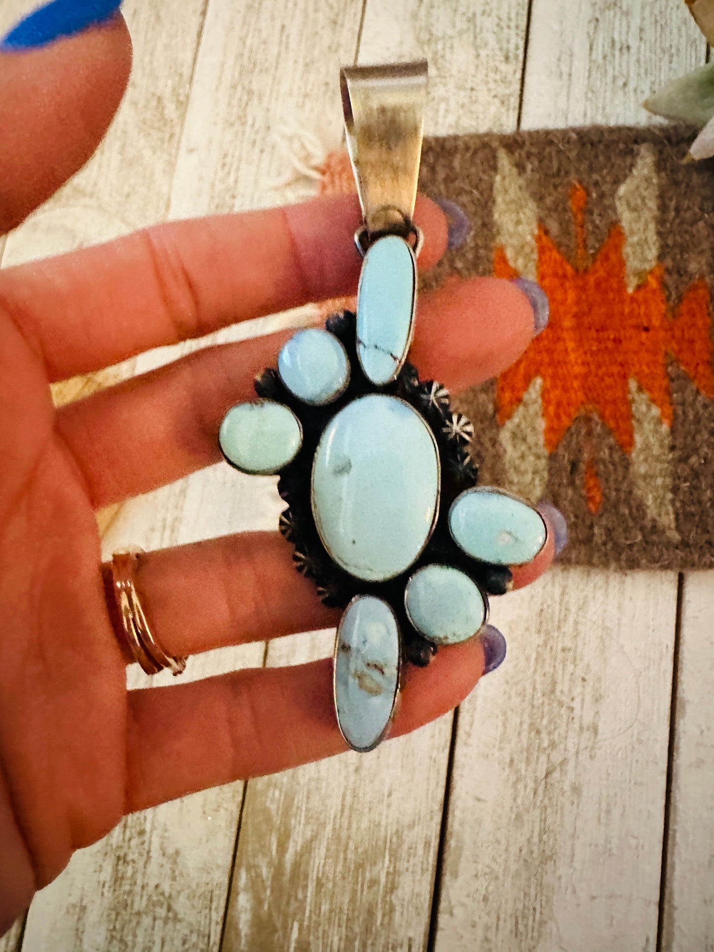 Handcrafted Golden Hills Turquoise & Sterling Silver Pendant by Paul Livingston