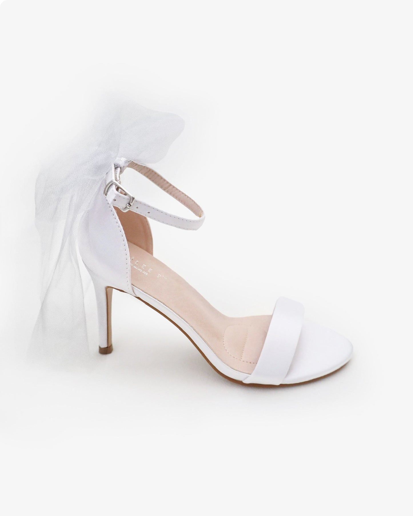 Satin High Heel Wedding Sandals with Tulle Back Bow