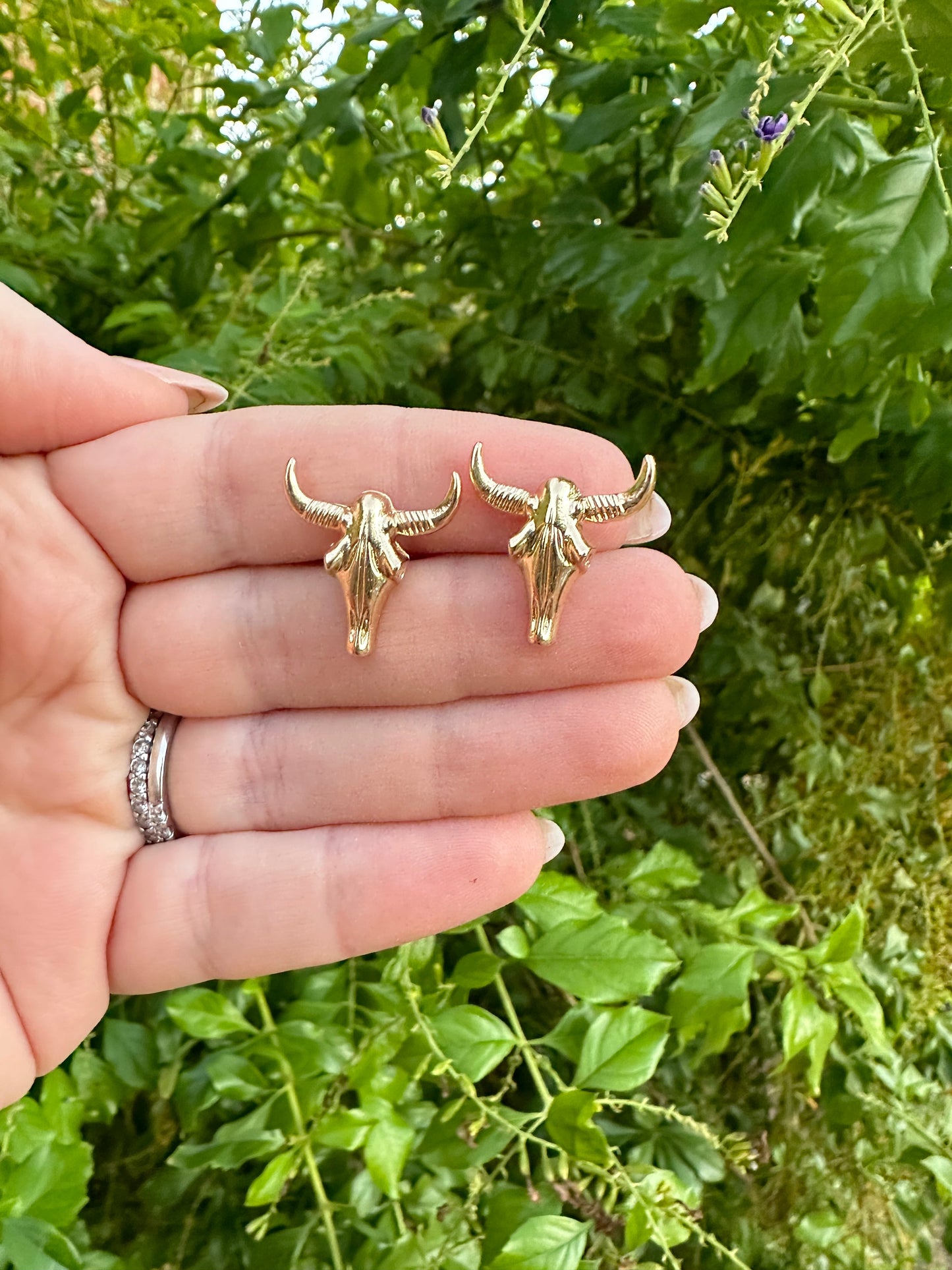 “The Golden Collection” Handmade 14k Gold Plated Bull Head Stud Earring