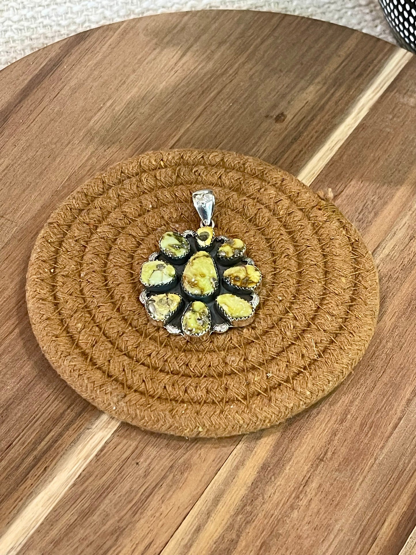 Handmade Sterling Silver & Palomino Cluster Pendant