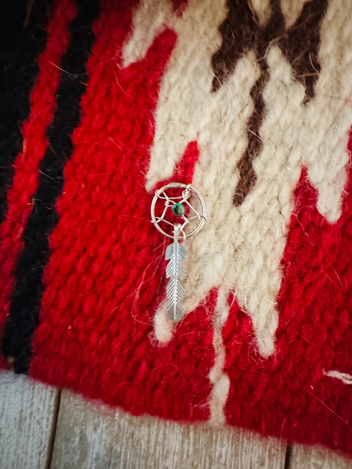 Handcrafted Turquoise & Sterling Silver Dreamcatcher Charm
