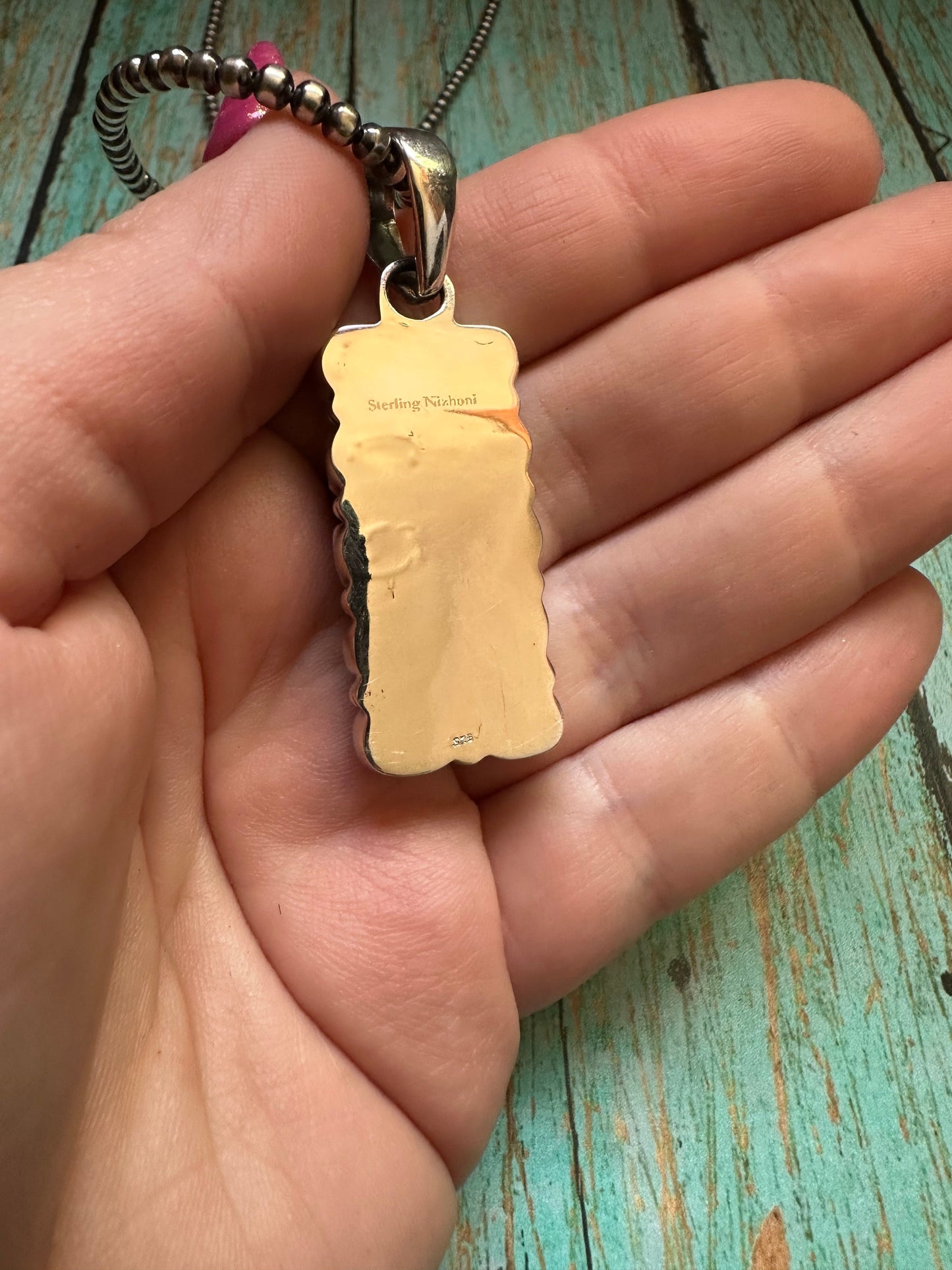 Handmade Sterling Silver & White Buffalo 10 stone Pendant