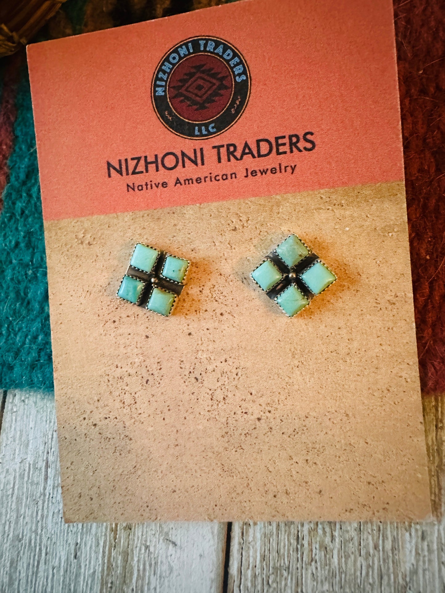 Handcrafted Sterling Silver & Turquoise Cluster Stud Earrings