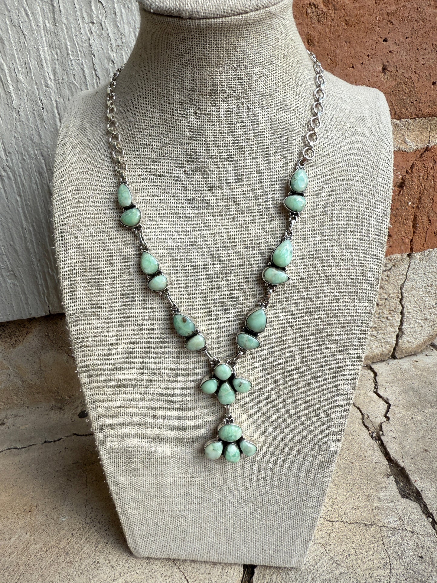 Handmade Sterling Silver & Paloma Turquoise Lariat Necklace
