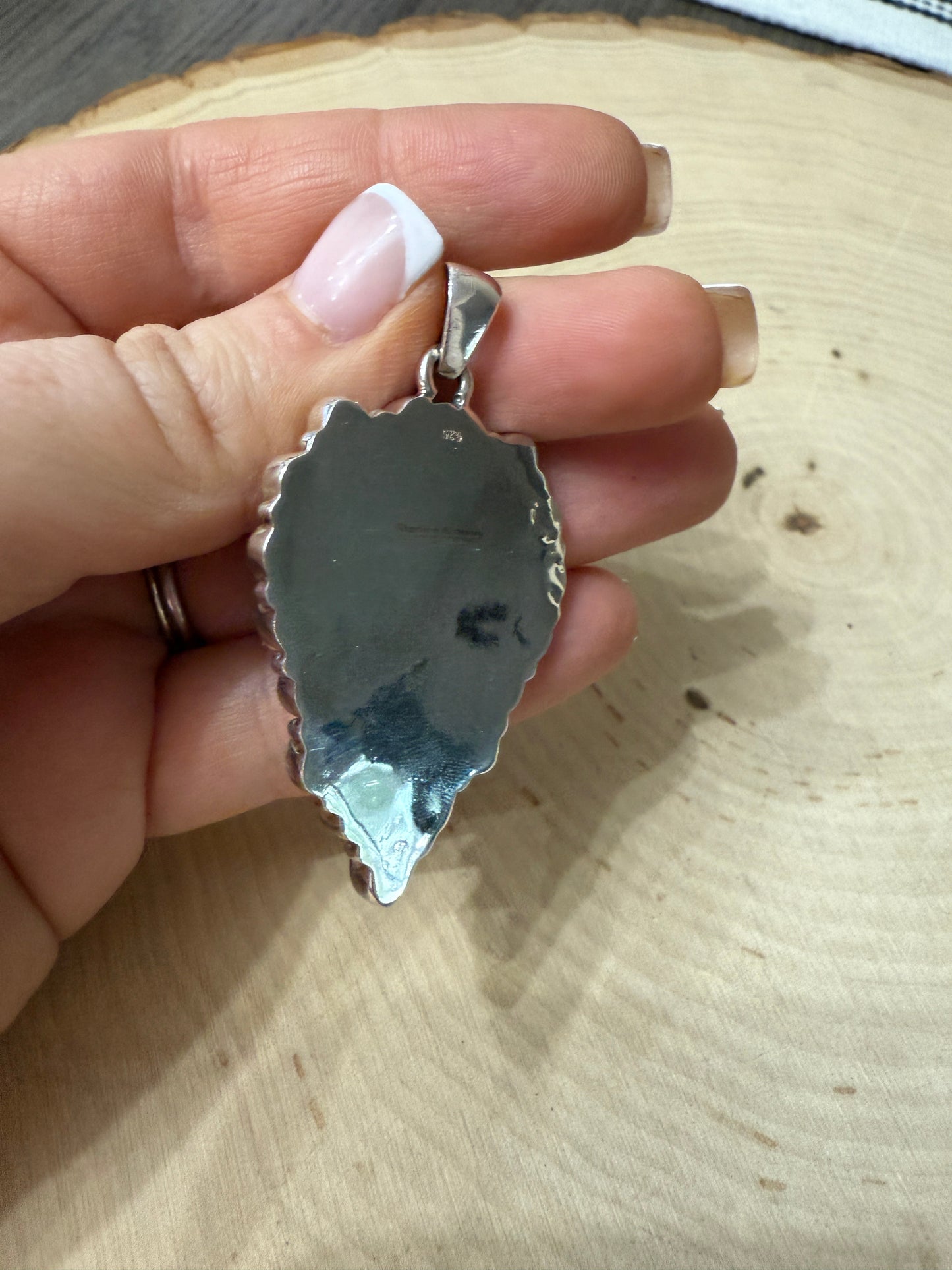 Handmade Sterling Silver, Coral & Golden Hills Turquoise Cluster Heart Pendant