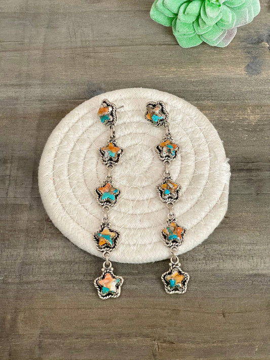 Handmade Spice And Sterling Silver STAR Dangle Earrings
