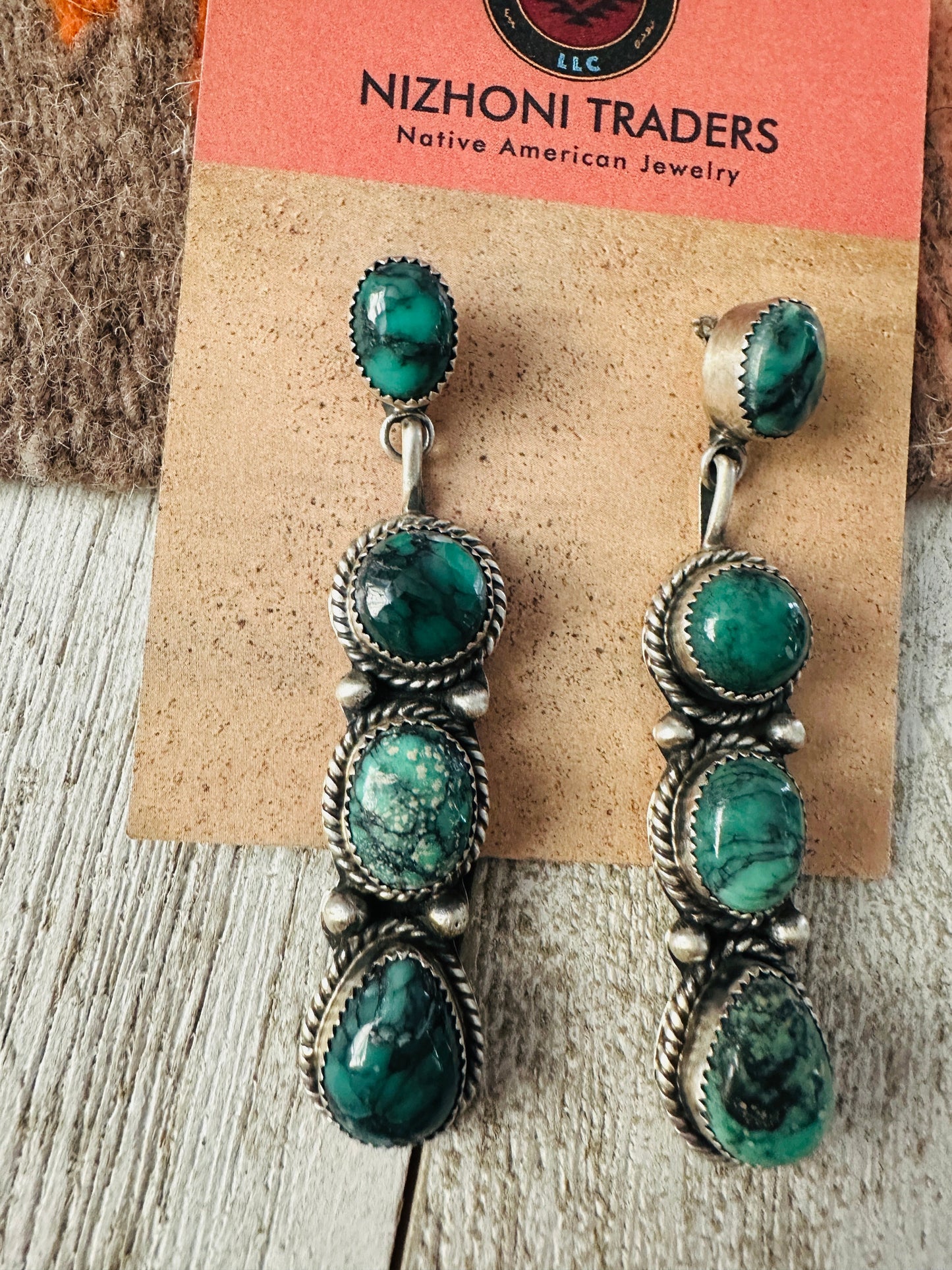 Handcrafted Variscite and Sterling Silver Dangle Earrings