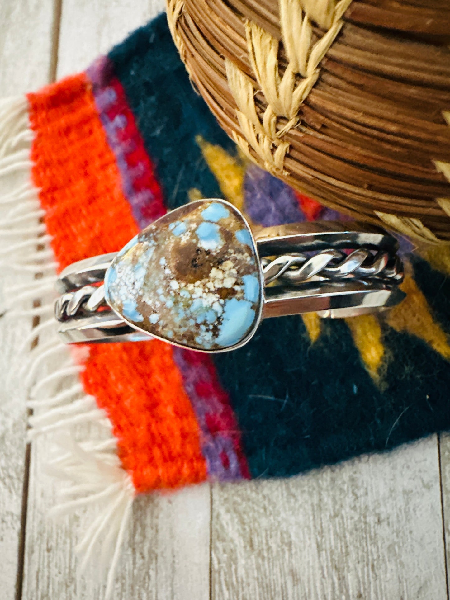 Handcrafted Sterling Silver & Golden Hills Turquoise Cuff Bracelet