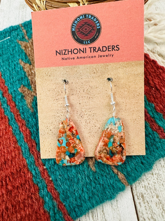 Handcrafted Sterling Silver & Multi Stone Spice Slab Dangle Earrings