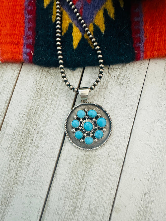Handcrafted Sterling Silver & Sleeping Beauty Turquoise Cluster Pendant