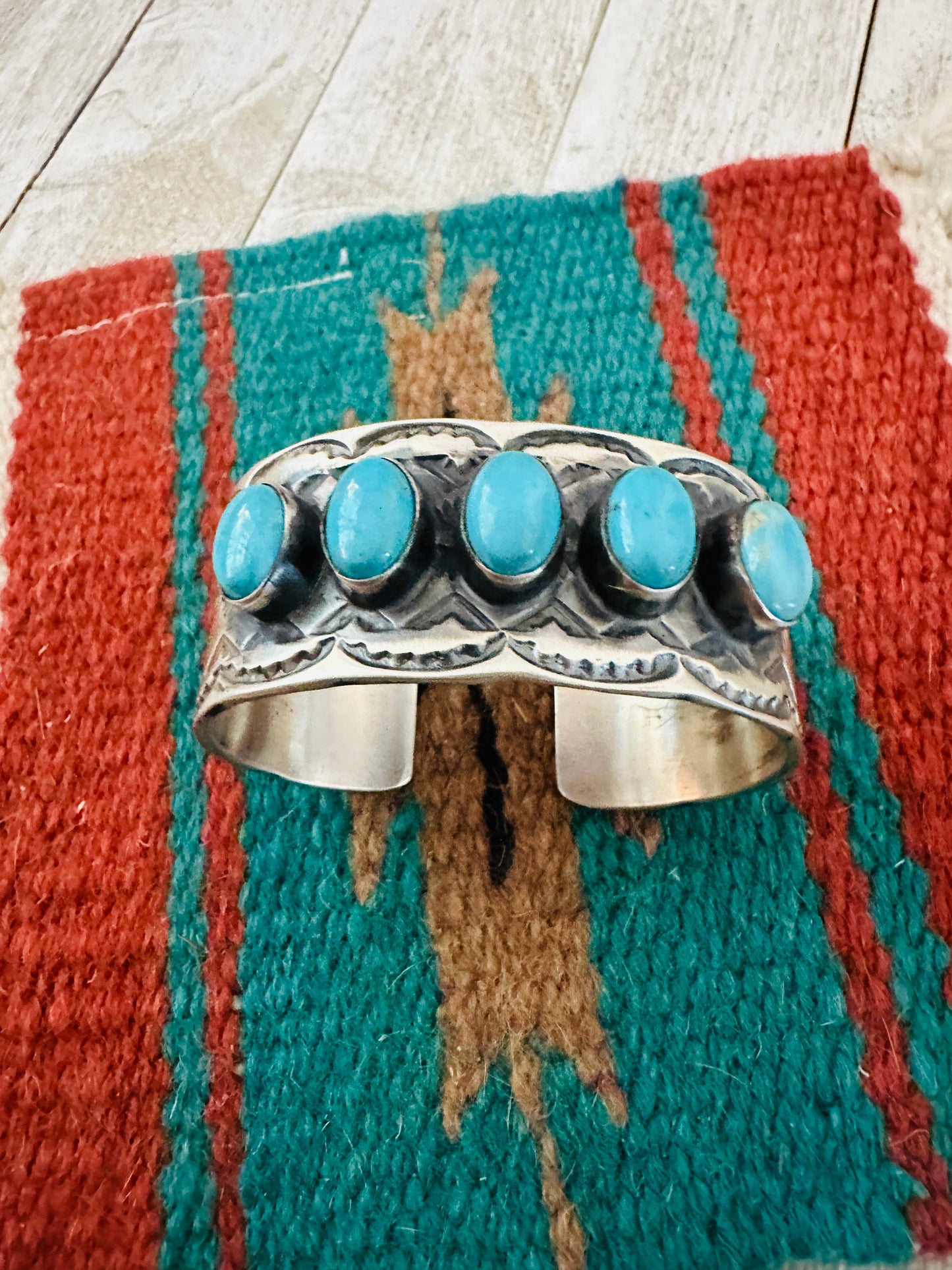 Handcrafted Sterling Silver & Turquoise Cuff Bracelet by Chimney Butte /