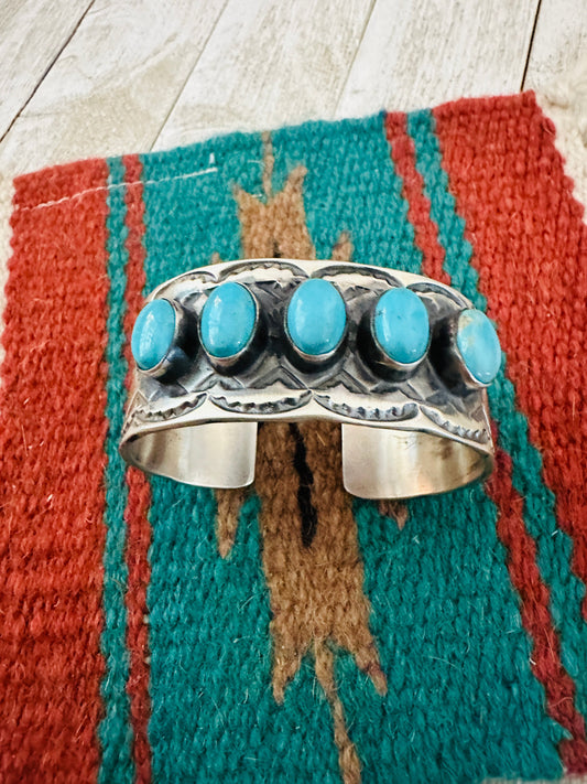 Handcrafted Sterling Silver & Turquoise Cuff Bracelet by Chimney Butte /