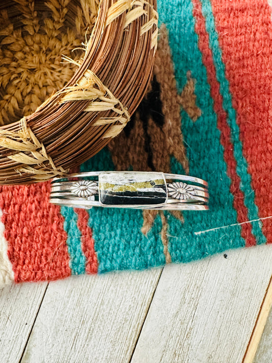 Handcrafted White Buffalo & Sterling Silver Cuff Bracelet