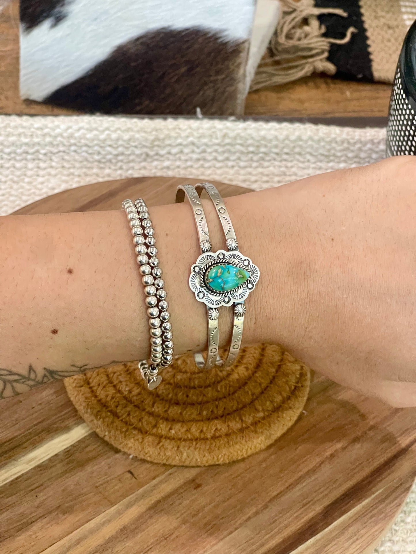 Handcrafted Sterling Silver & Sonoran Mountain Turquoise Cuff