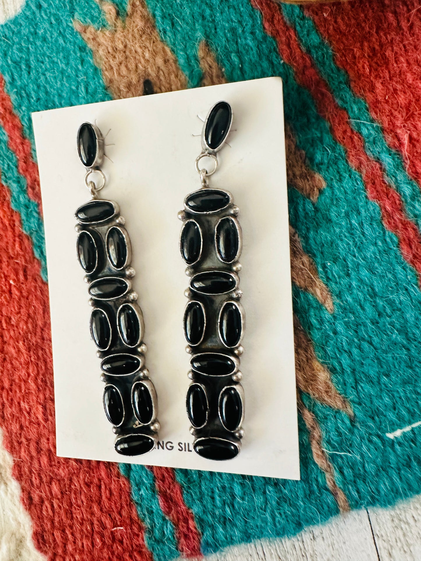 Handcrafted Black Onyx & Sterling Silver Dangle Earrings by Jacqueline Silver