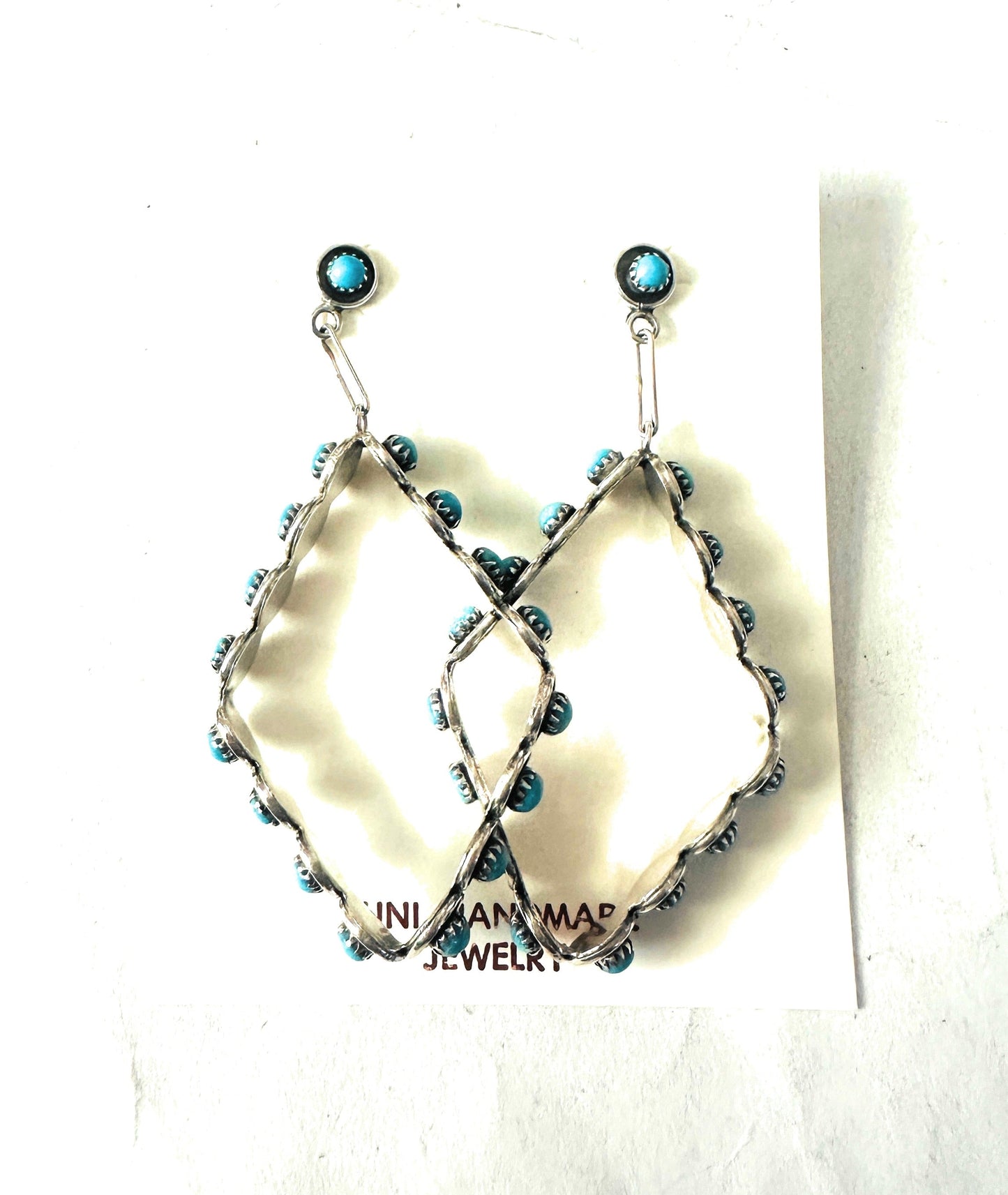 Handcrafted Turquoise & Sterling Silver Snake Eye Dangle Earrings