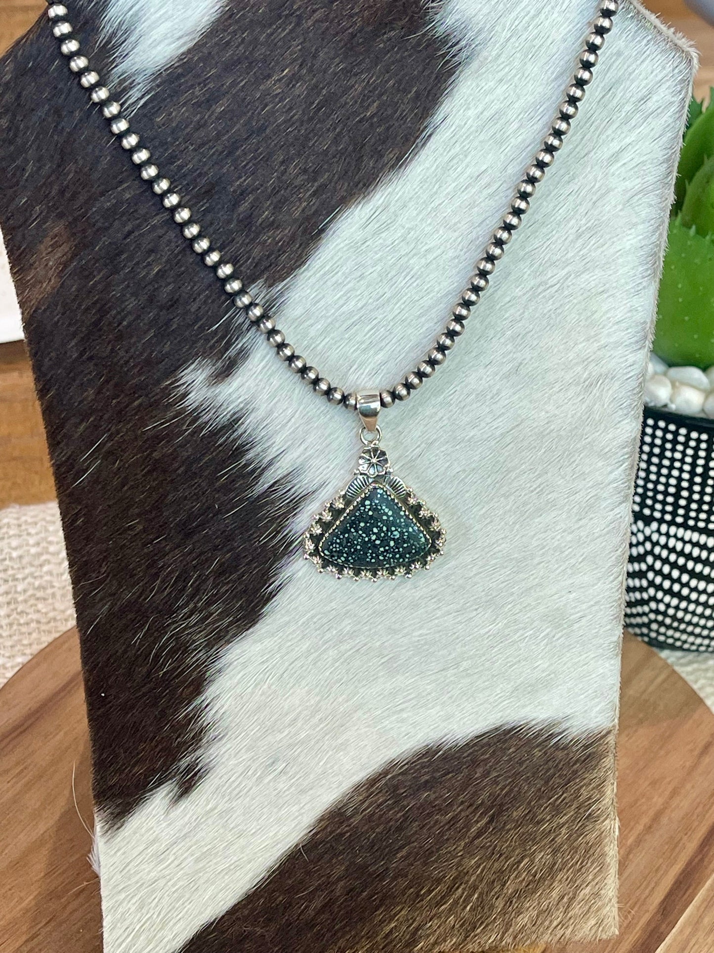 Beautiful Handmade Sterling Silver & New Lander Turquoise Pendant