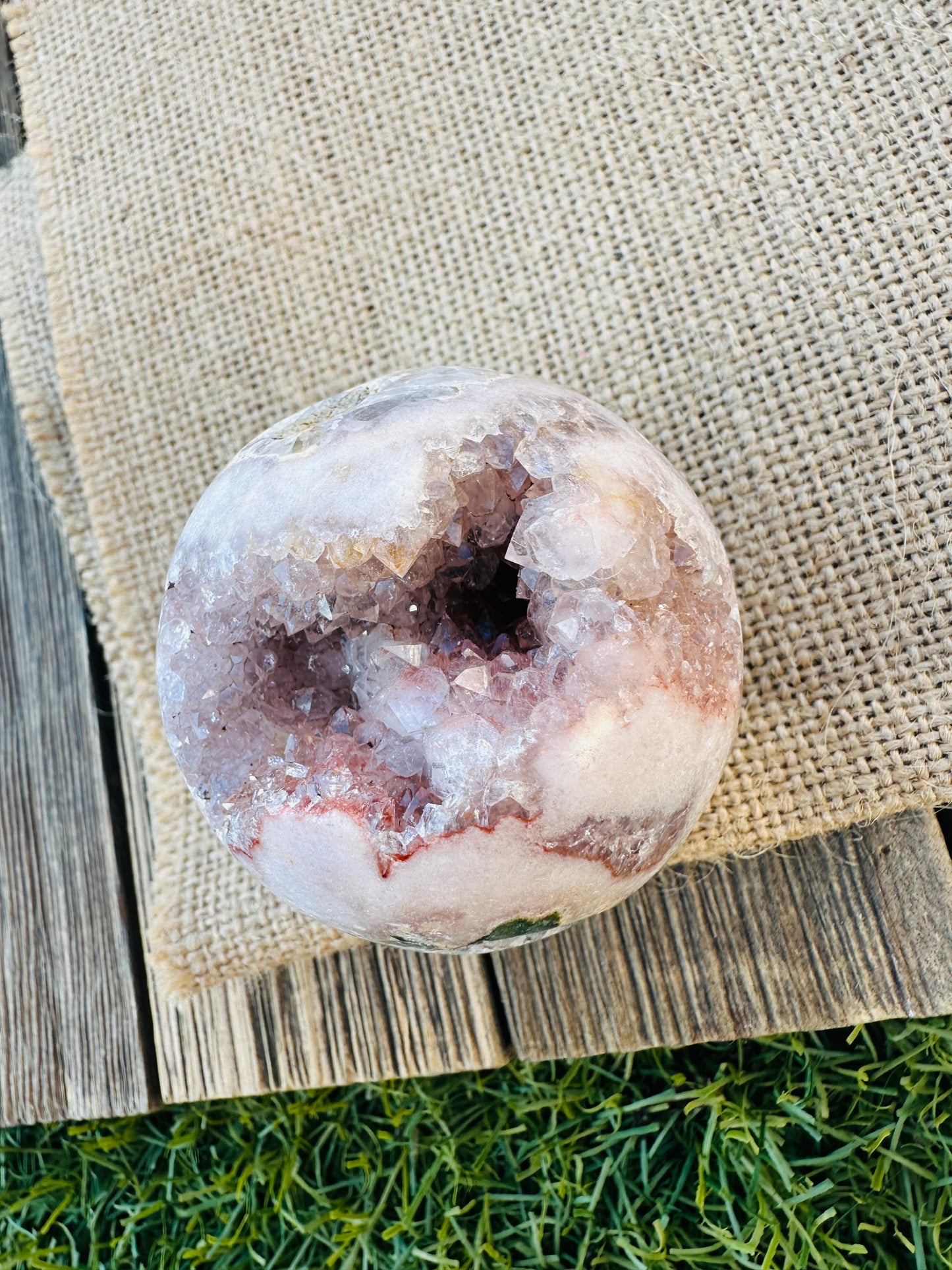 Nizhoni Crystals ✨  Pink Amethyst Geode Sphere