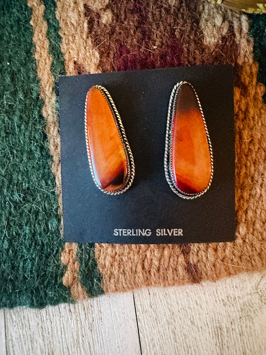 Handcrafted Jasper Sterling Silver Post Earrings Signed