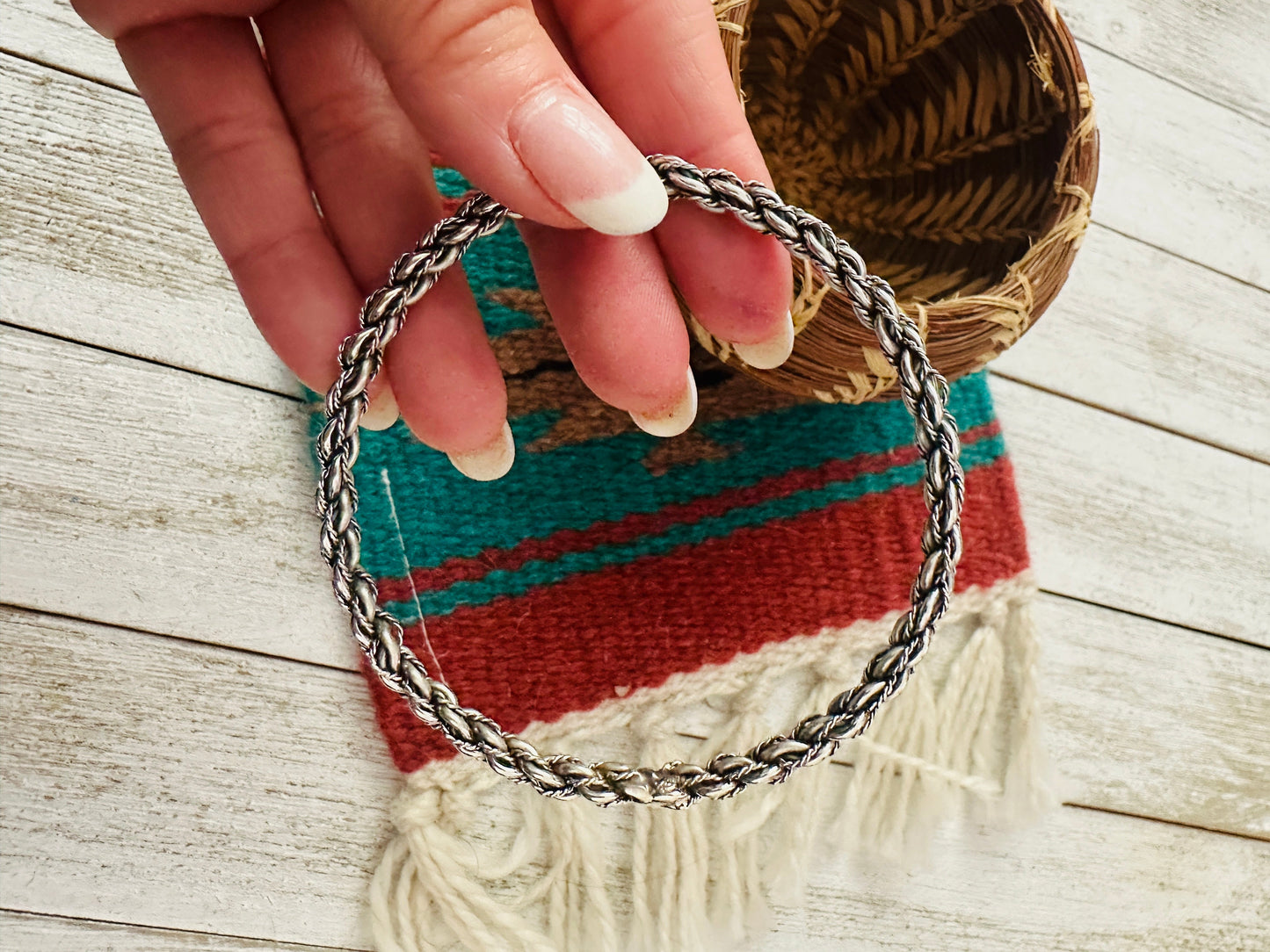 Handcrafted Twisted Sterling Silver Bangle Bracelet