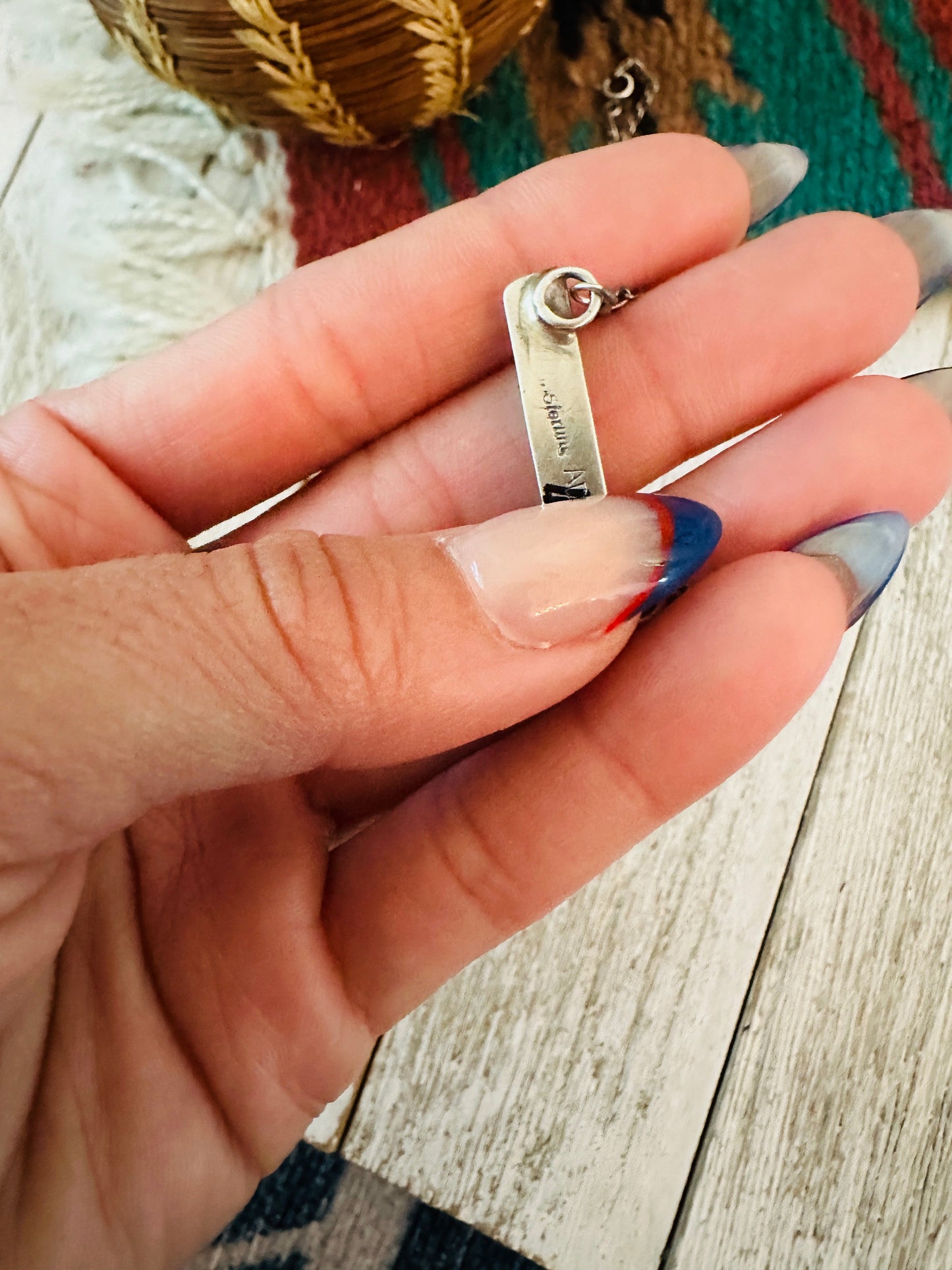 Handcrafted Sterling Silver & Queen Pink Conch Bar Necklace