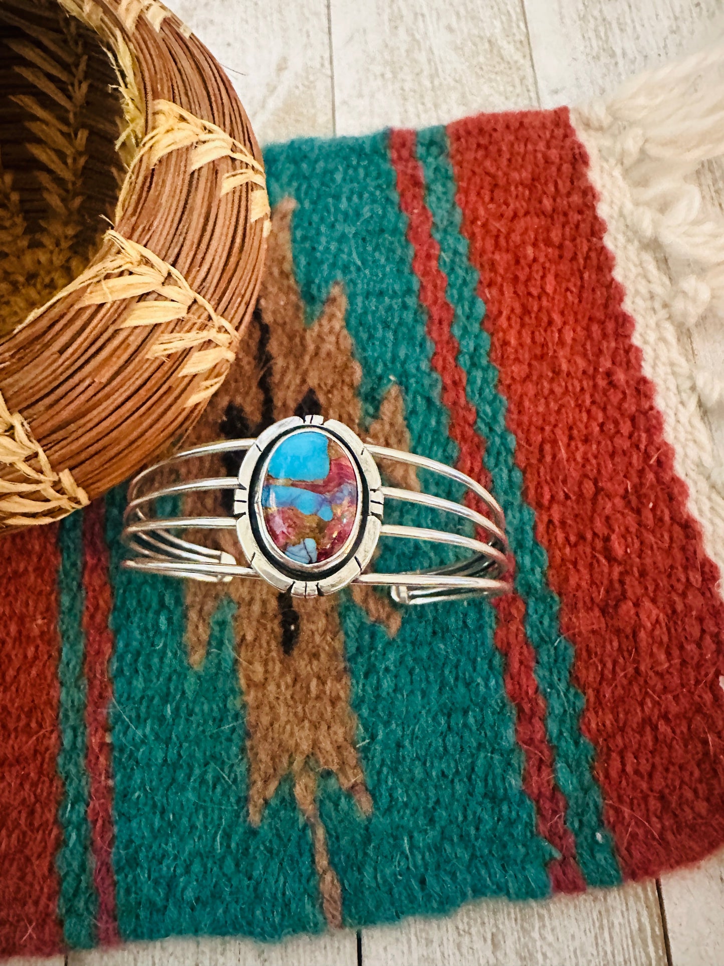Handcrafted Sterling Silver & Pink Dream Mojave Cuff Bracelet