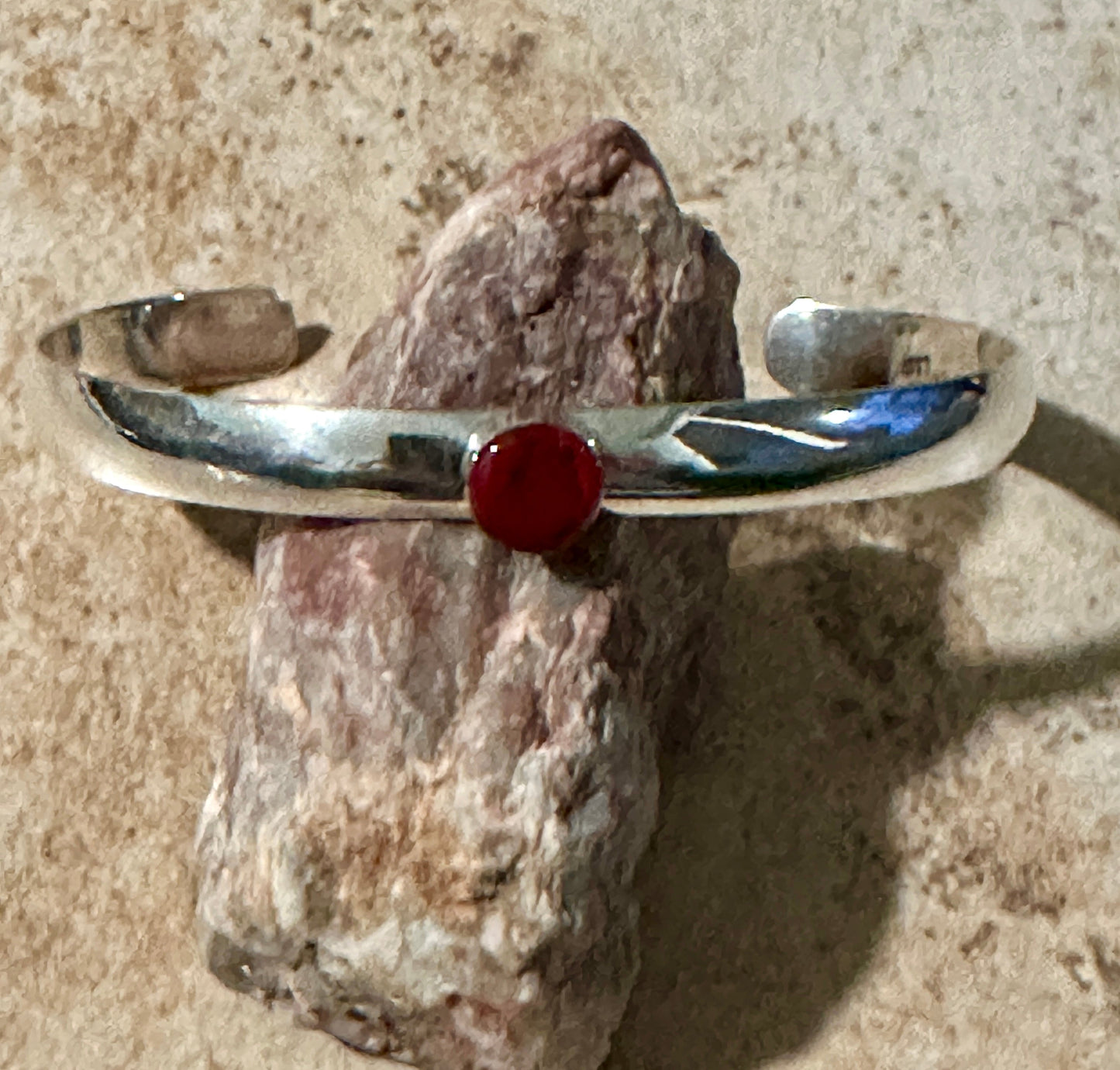 Simple Cuff Red Jasper Sterling Silver Bracelet