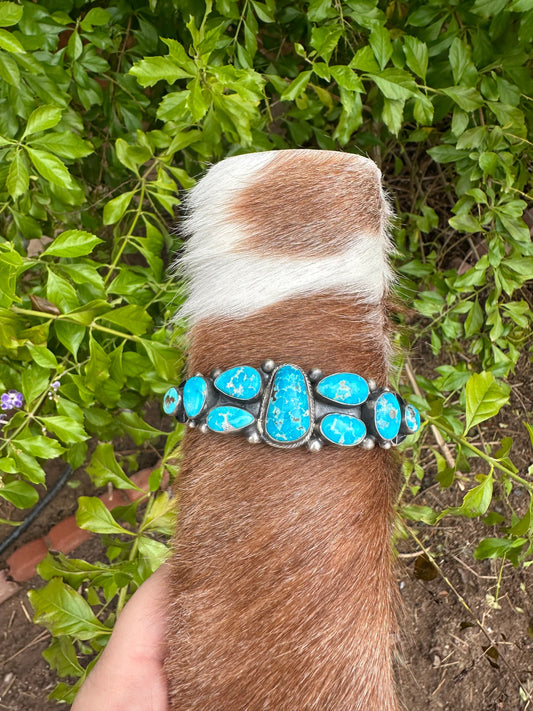 Beautiful Kathleen Livingston Handcrafted Sterling Turquoise Bracelet Cuff Signed