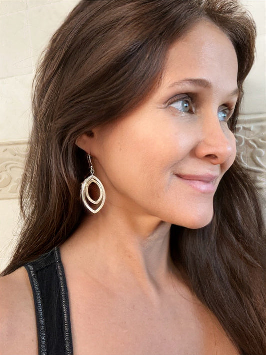 Double Marquise Sterling Silver Earrings on Hook